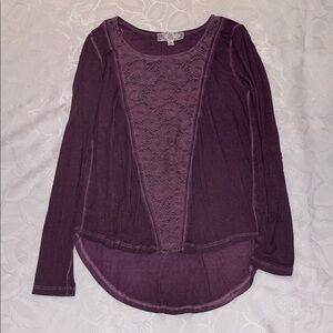 Pink Rose Long Sleeve Purple Top